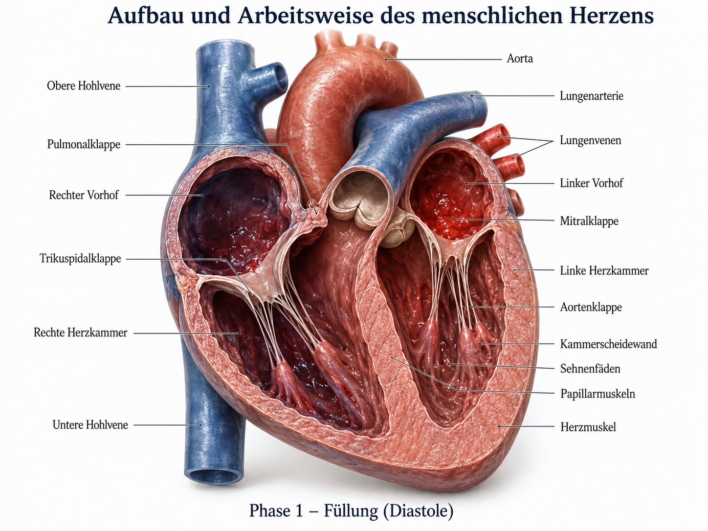 Menschliches Herz in der Füllungsphase