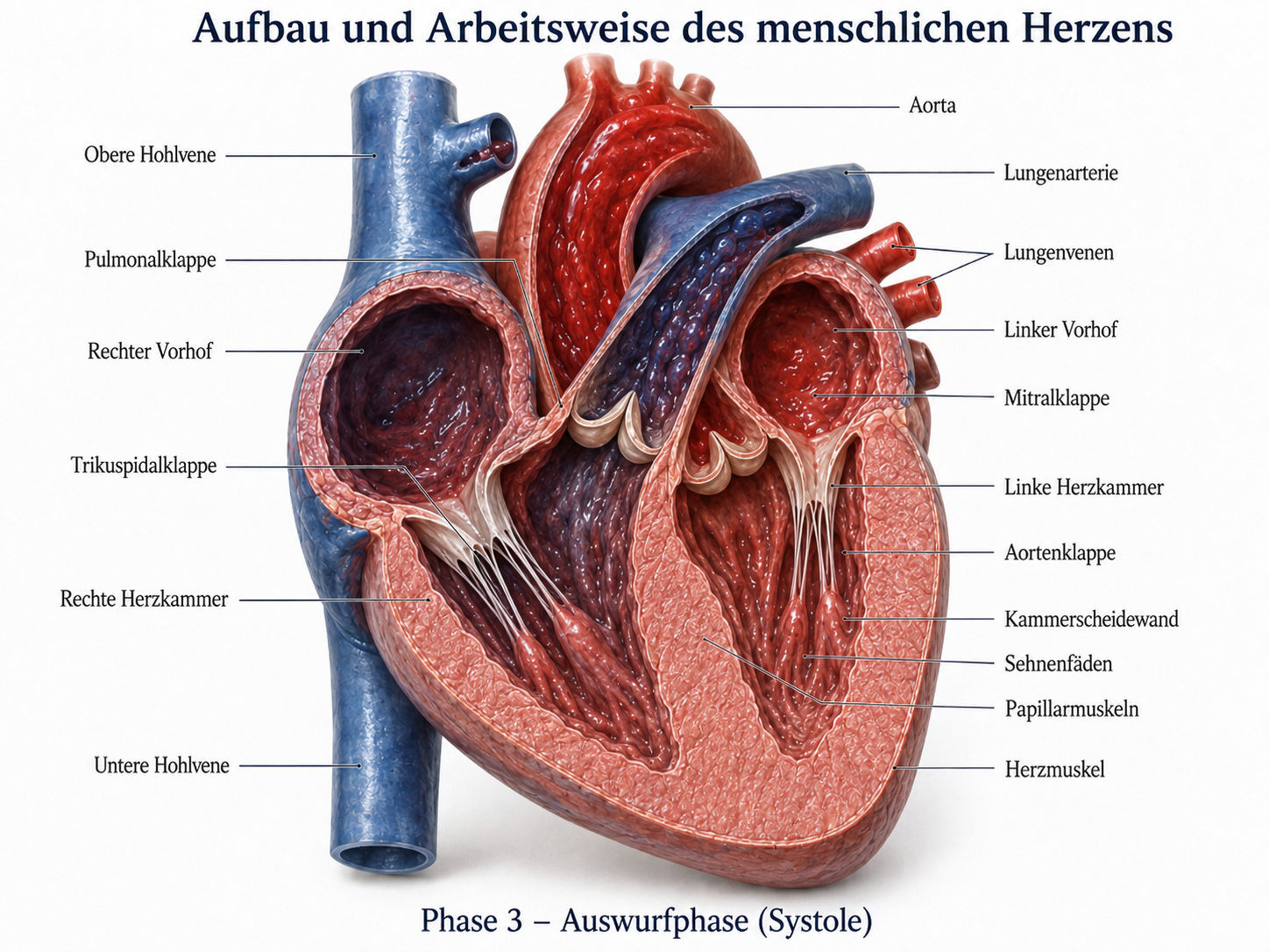 Menschliches Herz in der Auswurfphase